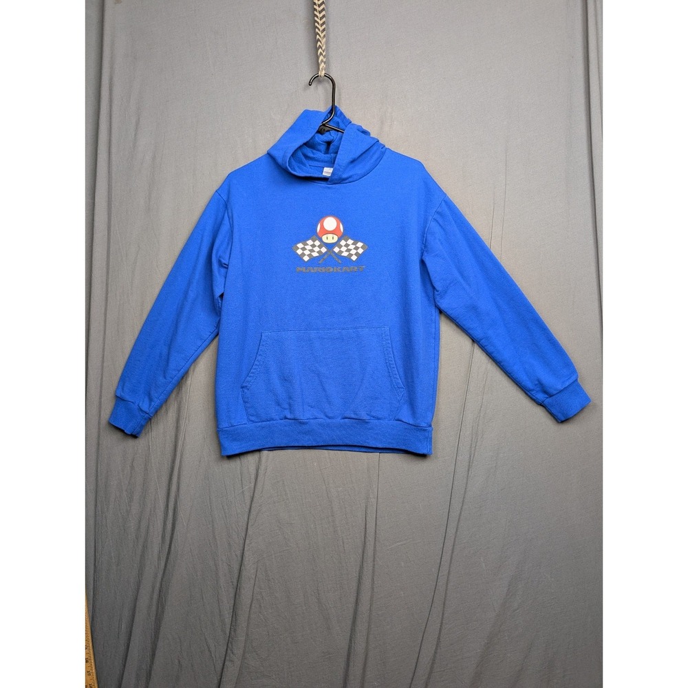 Nintendo Mario Kart Racing Hoodie Blue Mushroom Checkered Logo Kids‎ 18